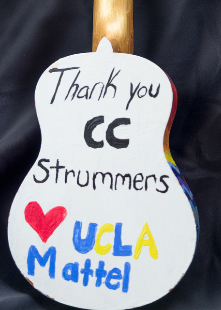 a uke with thank you written on it in colorful child's handwriting