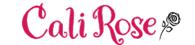 The name Cali Rose in a fun pink font with a small rose sketch